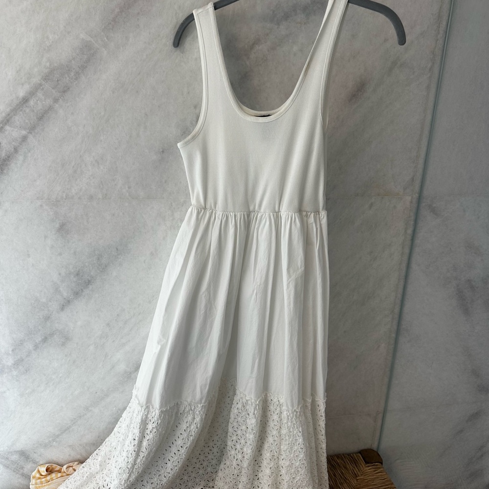 Aqua White Sleeveless Dress